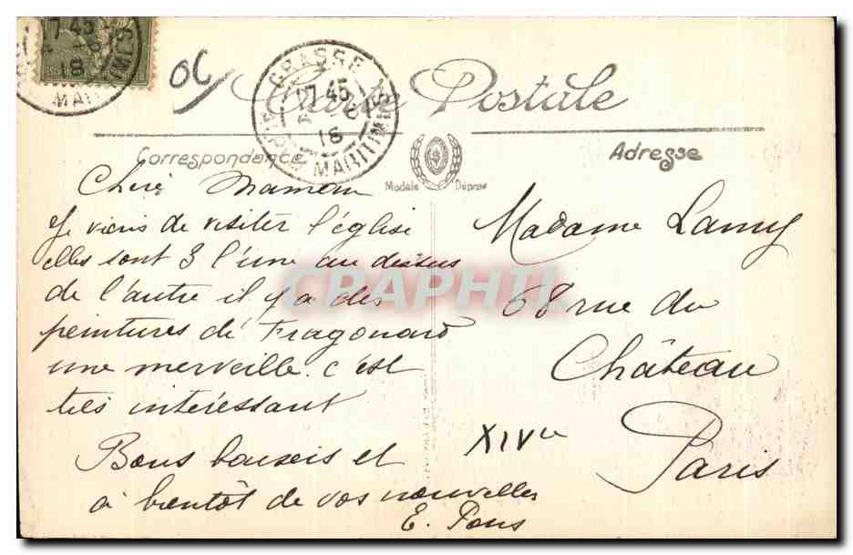 CPA Grasse L Eglise La Tour — Rückseite