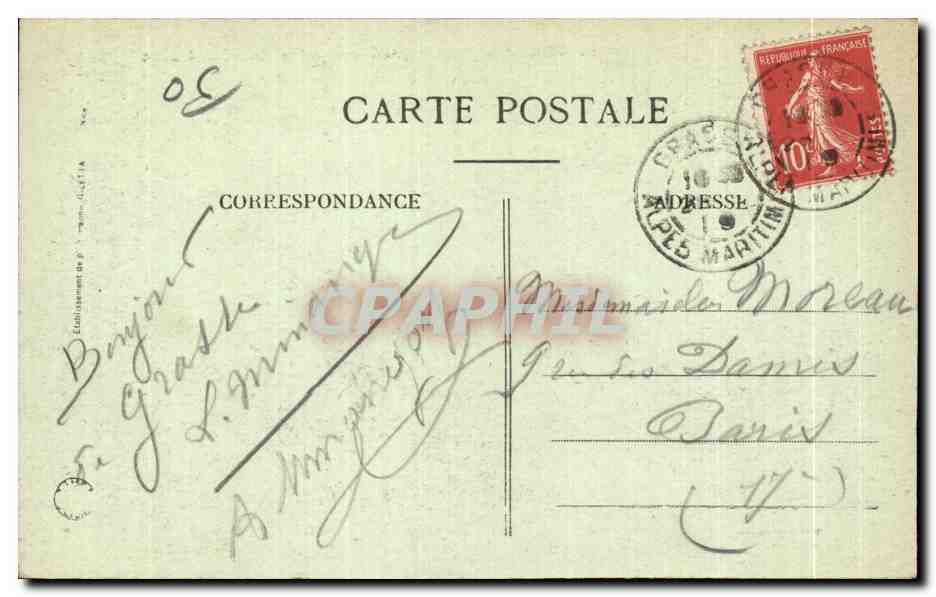 CPA Grasse Vue generale prise du cote Ouest — Rückseite