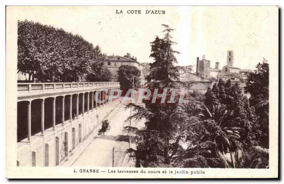 Grasse — Les terrasses du cours et le jardin public — Éditeur : M. Gallet, Grasse