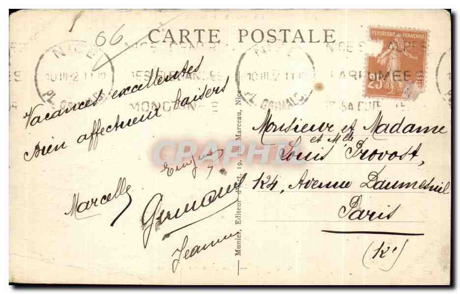Grasse — Vue générale (côté est) — Manié, éditeur, n° 26 — Verso