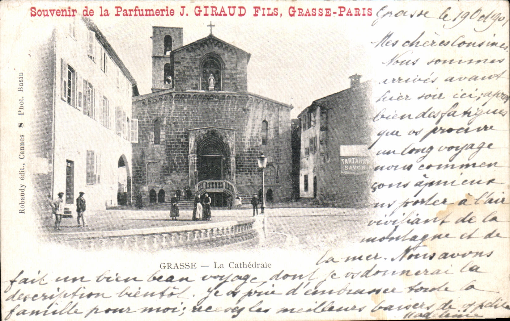 CPA Souvenir de la Parfumerie Giraud Fils Grasse paris la cathedrale