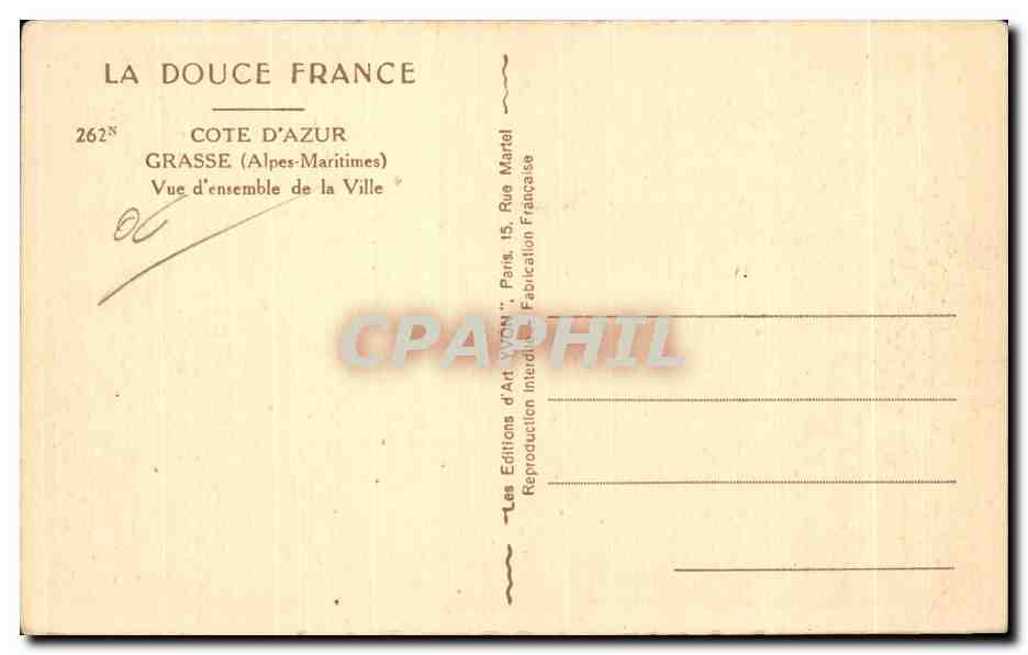 CPA La Douce France Cote D Azur Grasse Vue d ensemble de la ville — Rückseite