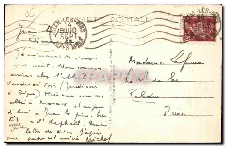 CPA Galfe Juan Vue generale et I Escadre Bateaux — Rückseite