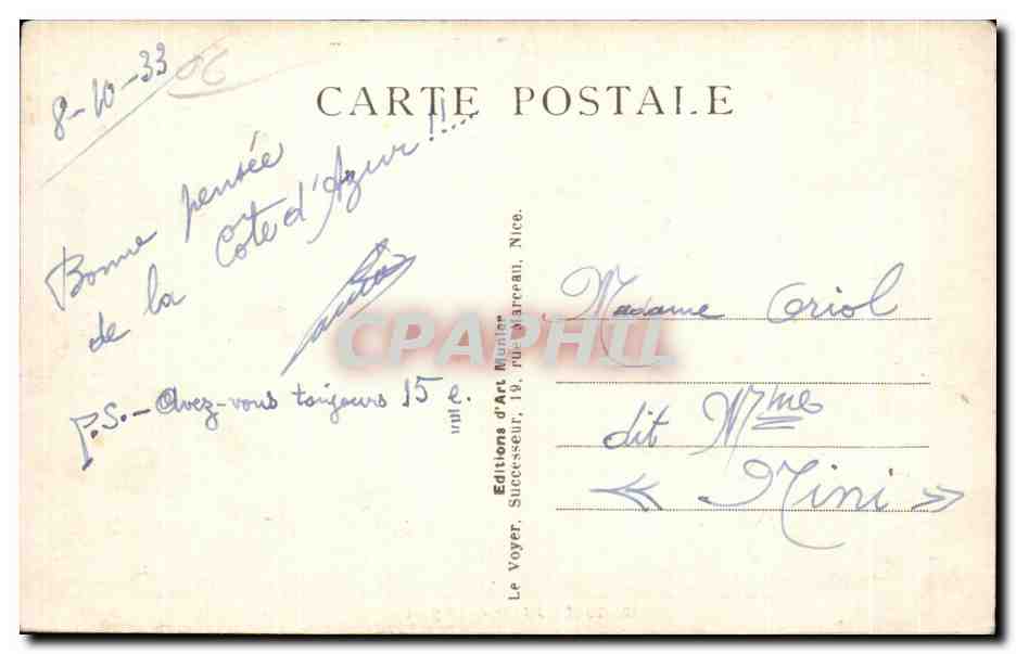 CPA La Cote D Azur Golfe Juan Le Port Bateaux — Rückseite