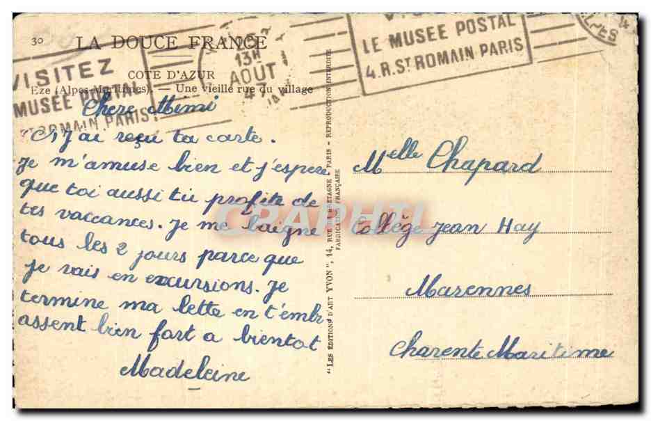 CPA La Douce France Cote D Azur Eze Une Vieille rue du Village — Reverso