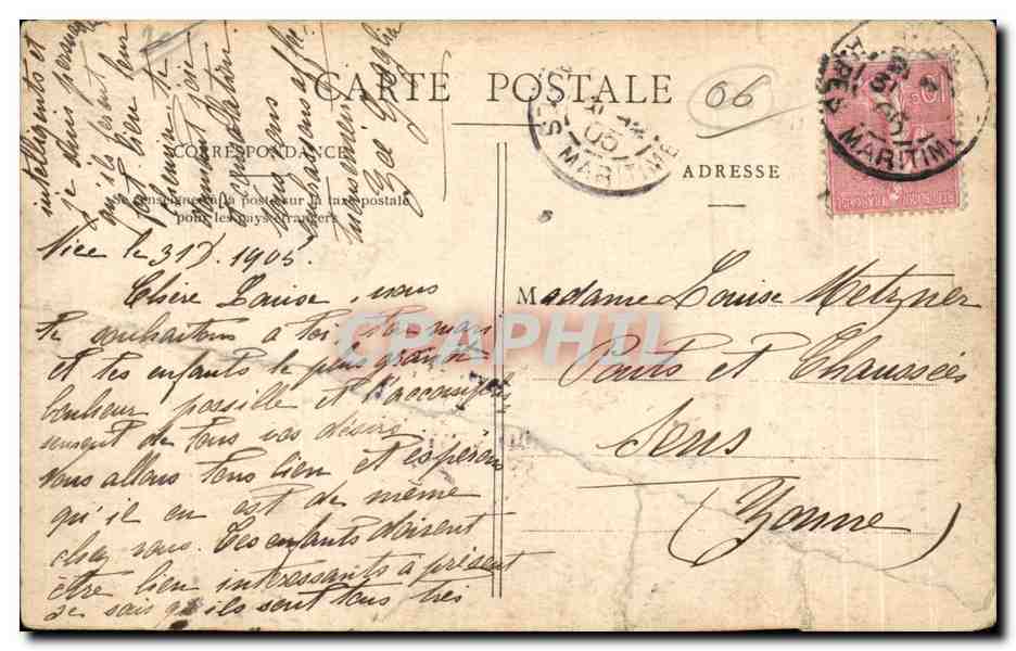 CPA Cannes et I Ile Sainte Marguerite — Verso