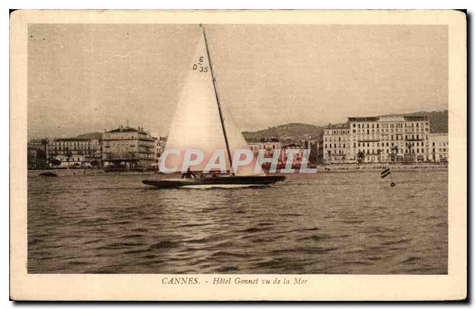CPA cannes Hotel Gonnet vu de la Mer Bateau Voilier