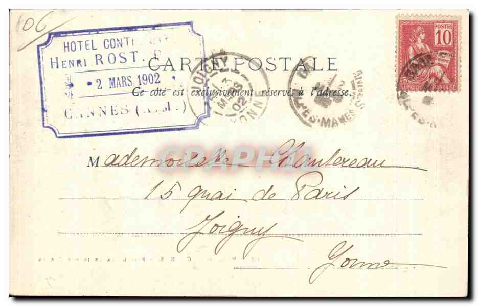 Cannes — Vue de la Croix des Gardes — P. L. M. — N° 10 — Reverso