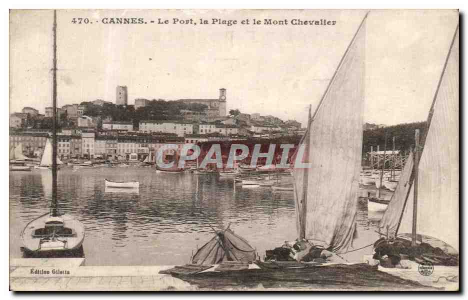 CPA Cannes Le Port la Plage et le Mont Chevalier Bateaux