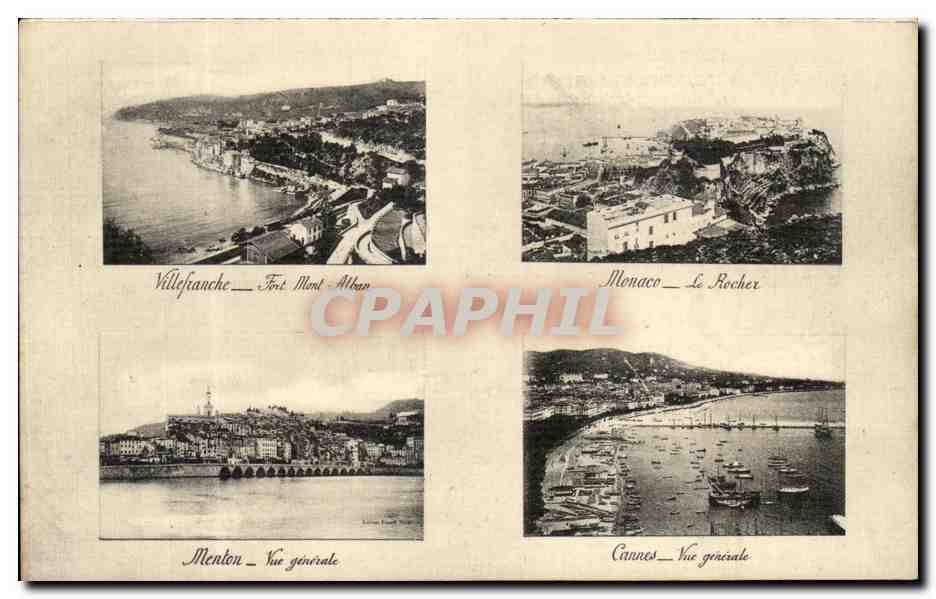 CPA Cannes Vue generale Villefranche Monaco Menton 