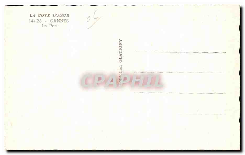 CPA Cote D Azur Cannes Le Port Bateaux — Verso