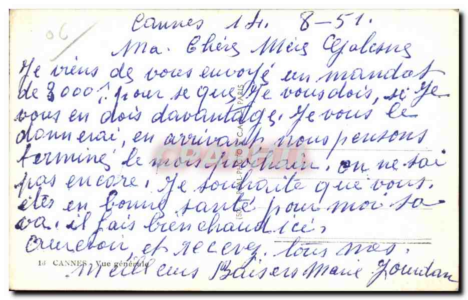 CPA Cannes Vue generale Bateaux — Verso
