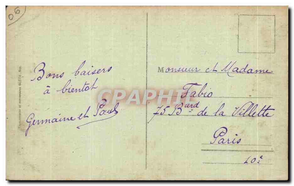 CPA Cannes La nuit La Plage et le Mont Chevalier Bateaux  — Verso