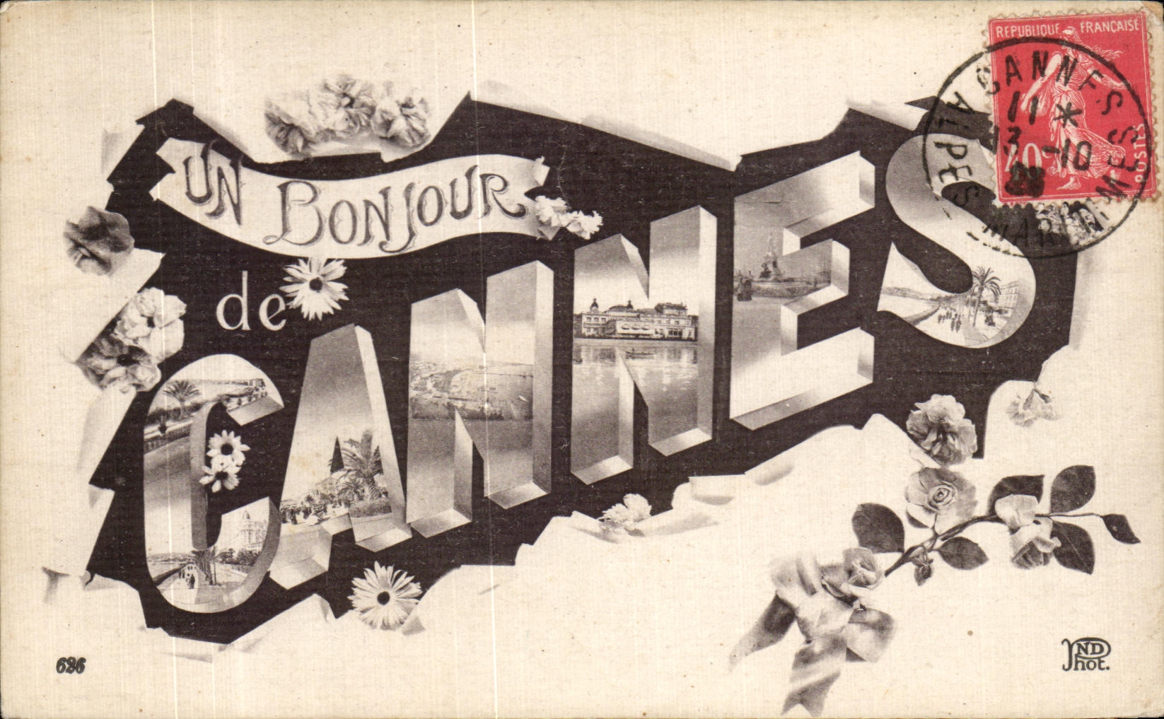CPA Un Bonjour de Cannes 