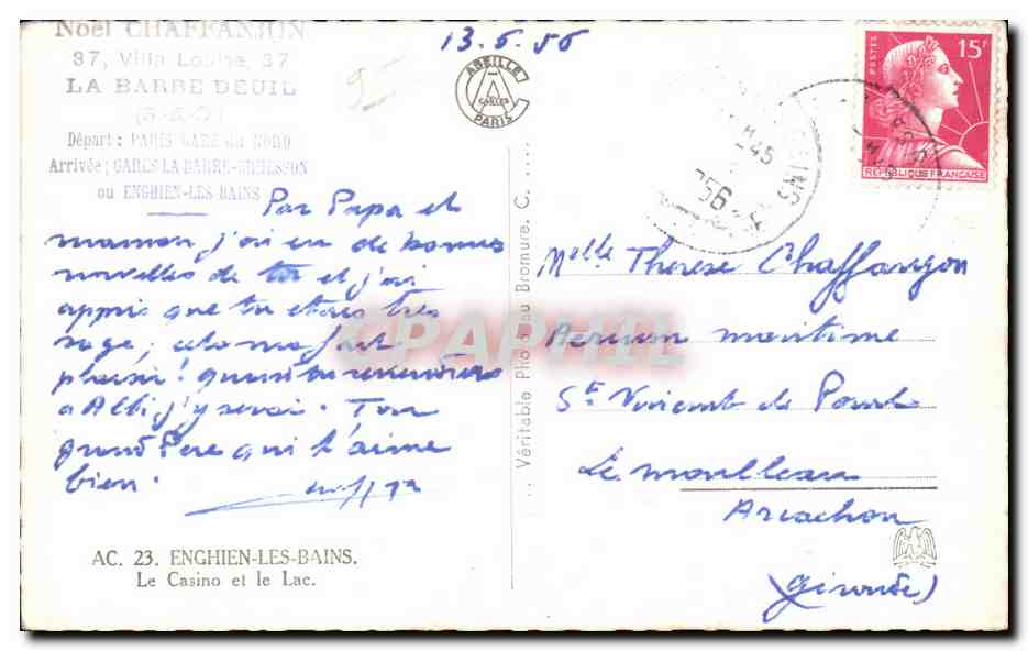 Le Lac d'Enghien — Le Casino — Éditeur CPAPHIL — Reverso