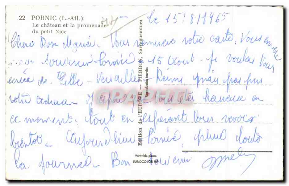 CPA Pornic Le Chateu et la promenade du petit Nice — Rückseite