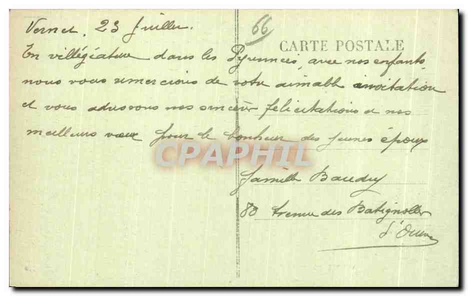 CPA Vernet Les Bains Paradis des Pyrenees Orientales Corneilla et le Canigou ait — Rückseite