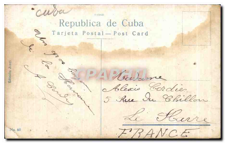 CPA Parque de Colon Por Monte Habana Cuba  — Back