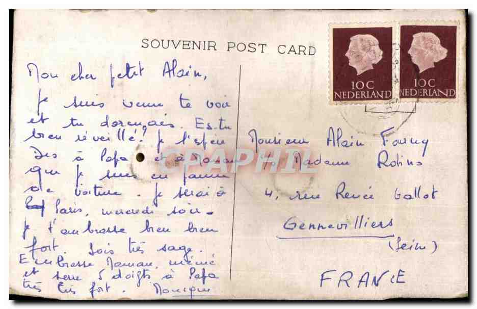 Carte Fantaisie Personnage Marin — Rückseite