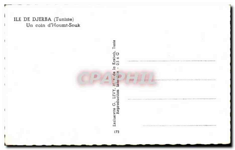 CPA Ile De Djerba Un coin d Houmt Souk Ane Donkey — Rückseite