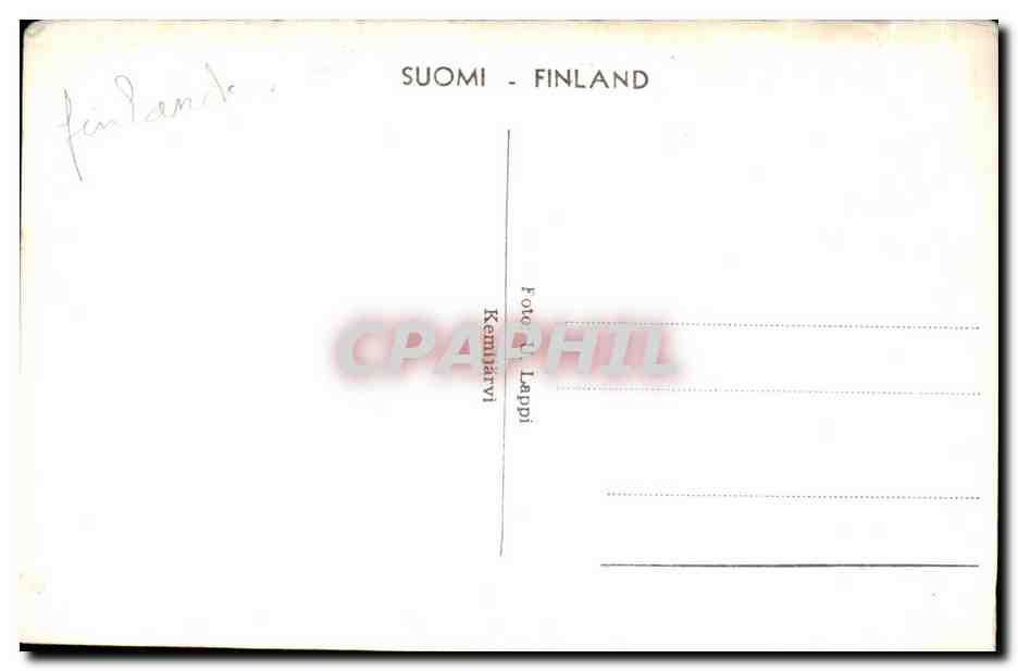 CPA Finland l Hiver Finlande — Verso