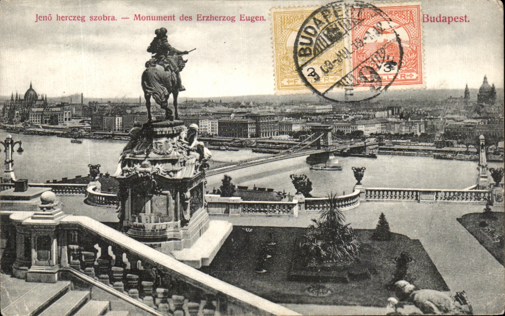 CPA Budapest Jeno herczeg szobra Monument des Erzherzog Eugen Hongrie Hungary