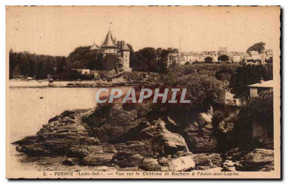 CPA Pornic Vue sur le Chateau et Rochers a l Anse oux Lopins