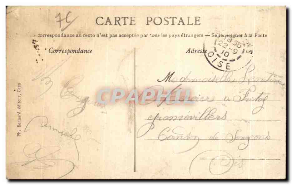 CPA Meeting d Avlatien de la Baie de Seine Trouville Le Havre 25 Aout au 6 Septembre 1910 Latham et Crochon en piste  — Rückseite