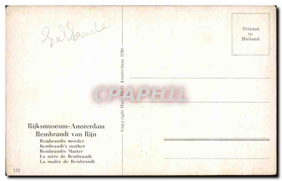 CPA La mere de Rembrandt — Verso