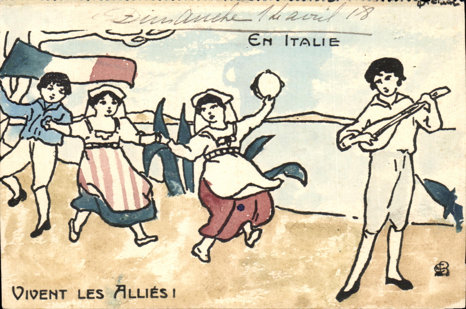 CPA En Italie Vivent Les Allies Italia Militaria 