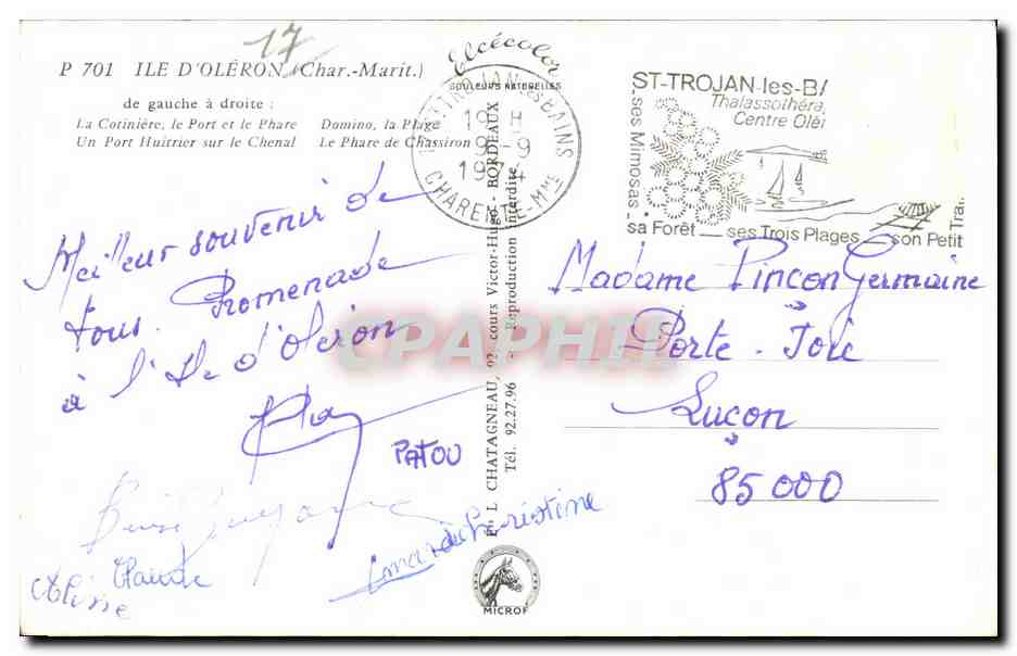 CPSM Ile D Oleron Le port huitrier sur le chenal Huitre Oyster — Verso