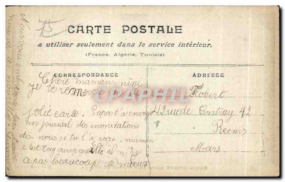 Paris Flooded — January 1940 — Pont au Change — Collection Taride — Back