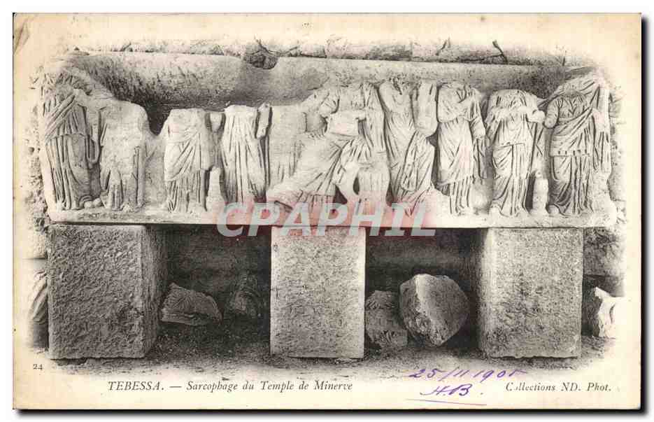 CPA Tebessa Sarcophage du Temple du Minerve