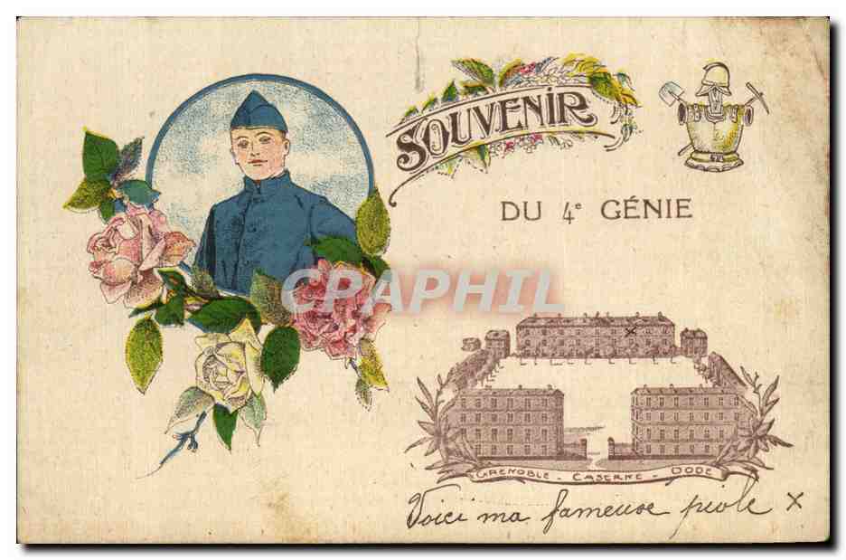 CPA Souvenir Du 4 Genie Fantaisie Militaria 