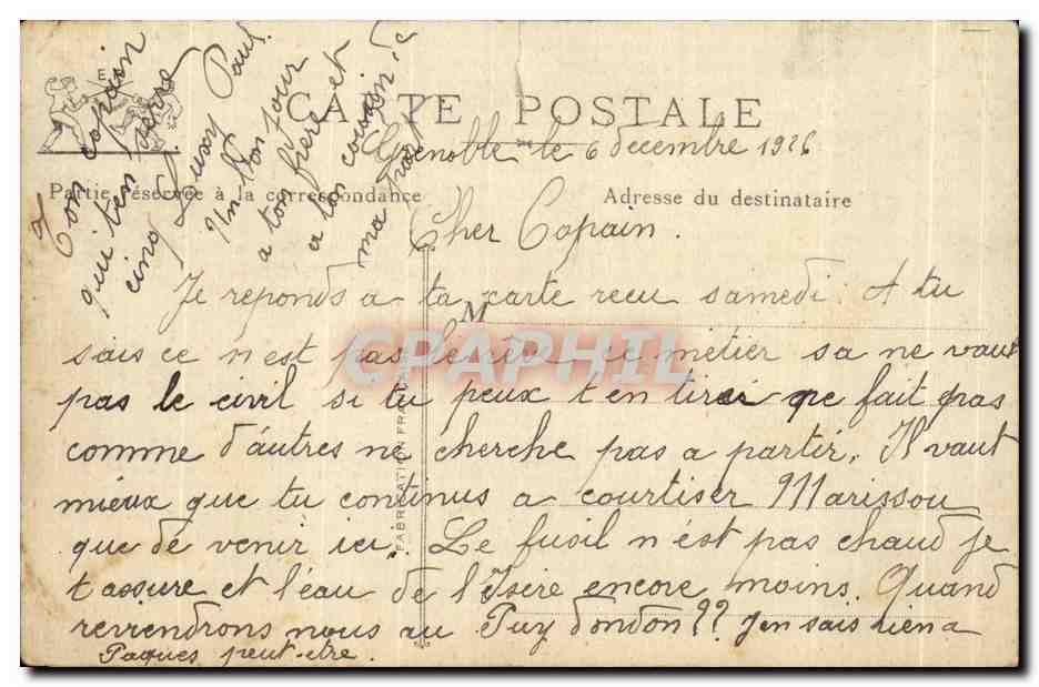 CPA Souvenir Du 4 Genie Fantaisie Militaria  — Verso