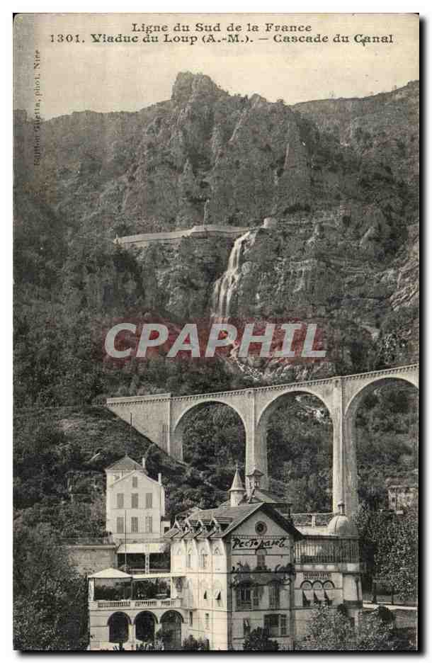 CPA Ligne du Sud de la France Viaduc du Loup Cascade du Canal