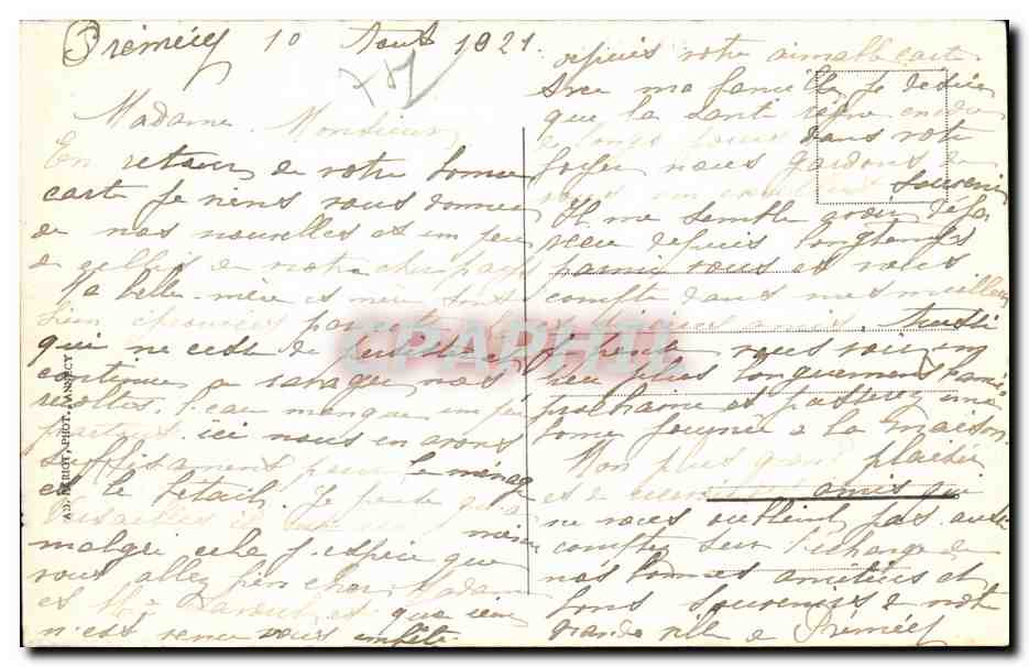 Lac d'Annecy — Le Château et les Dents de Lanfont — Sites pittoresques de Savoie — n°206 — Verso