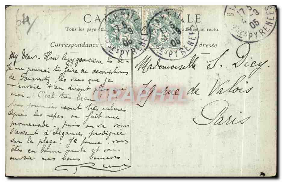 CPA Pau Vue generale prise de Guindalos — Rückseite