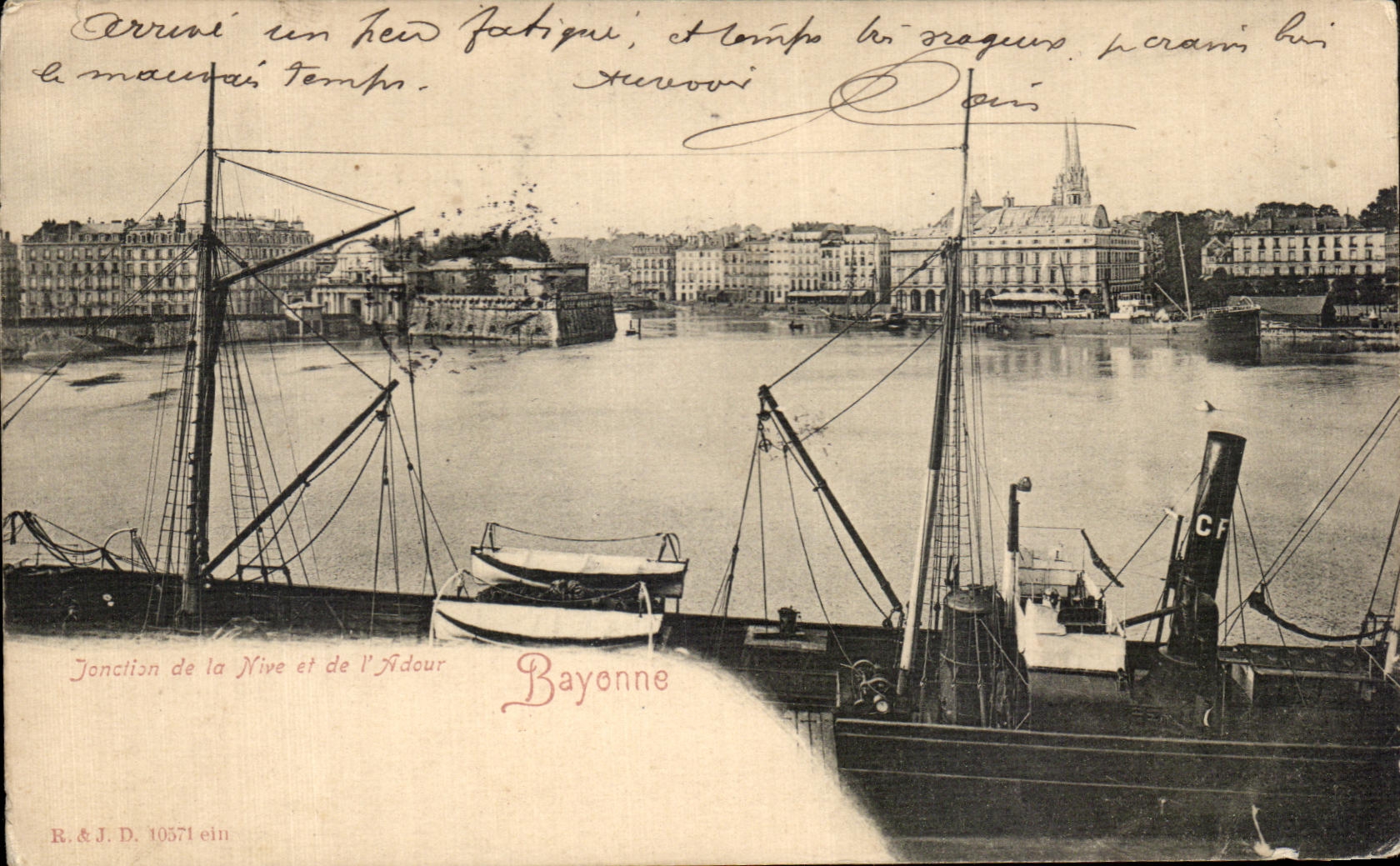 Jonction de la Nive et de l'Adour — Bayonne — R. & J. D. 10571