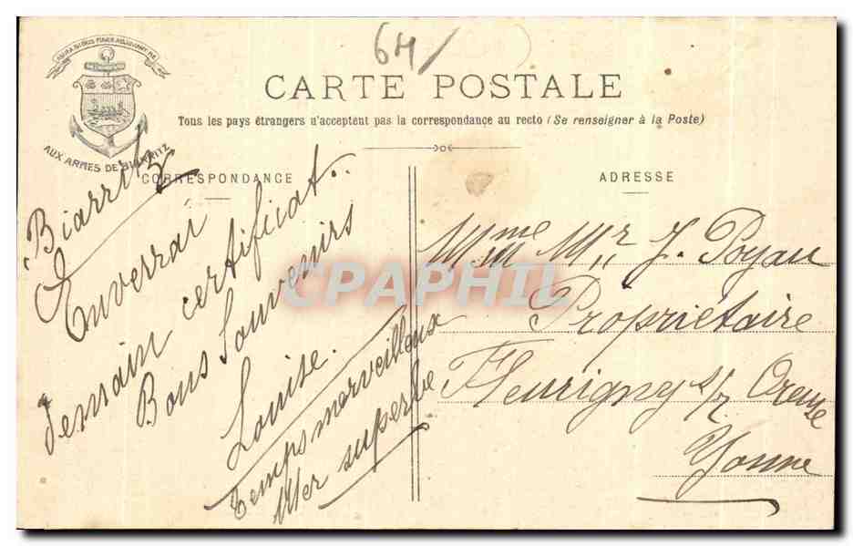 CPA Vue panormique de Biarritz et des Cotes d Espagne — Verso
