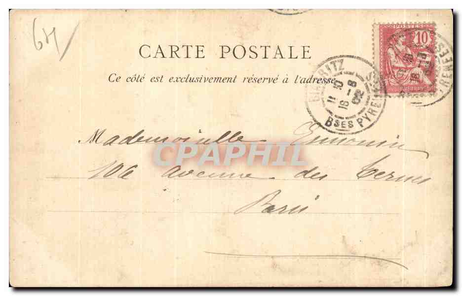 CPA Biarritz Effets de Vagues  — Verso