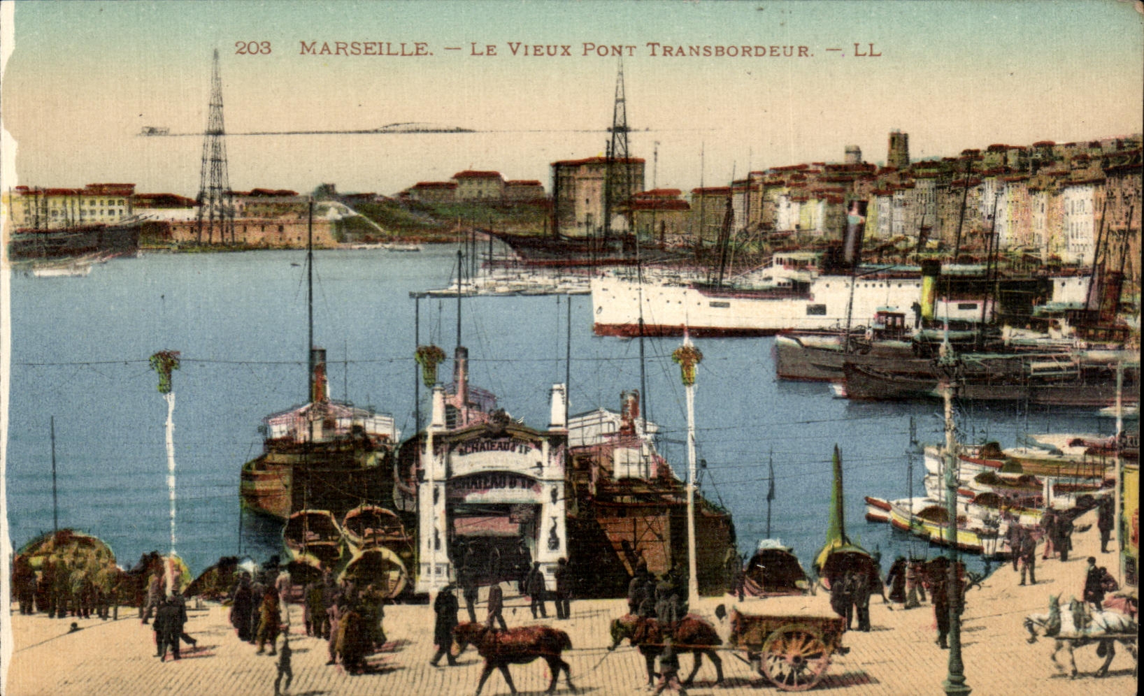 CPA Marseille Le Vieux Pont Transbordeur Bateaux