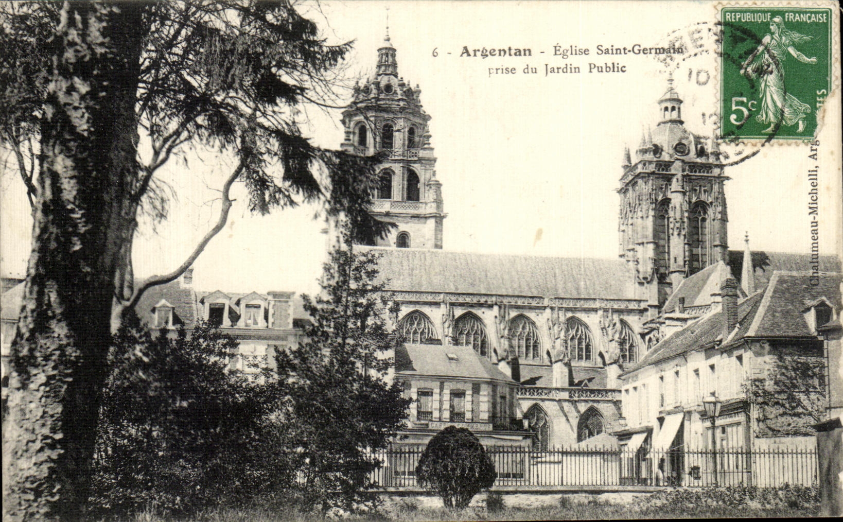 CPA Argentan Eglise Saint Germain prise du Jardin Public
