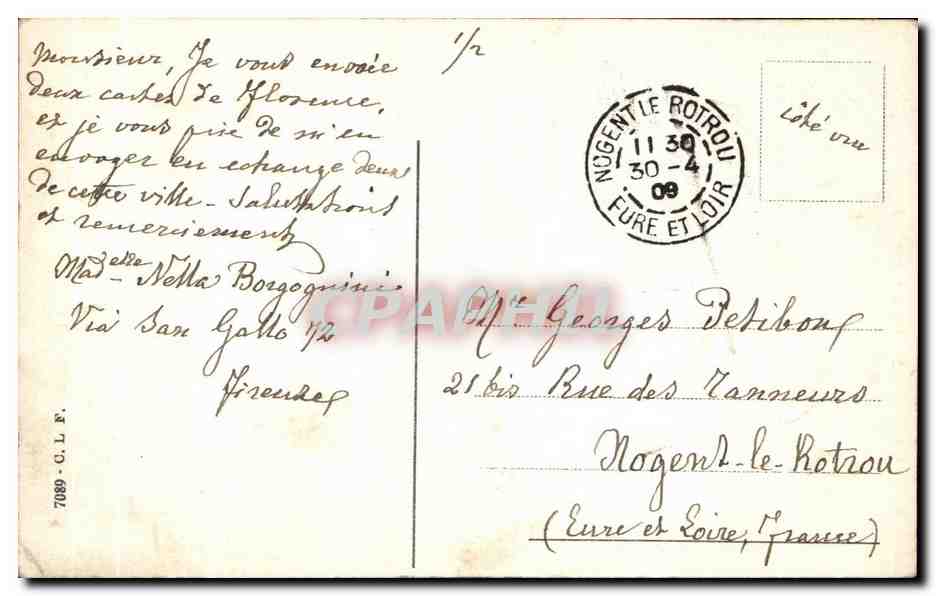 CPA Firenze Cascine Mon al Principe Indiano — Rückseite