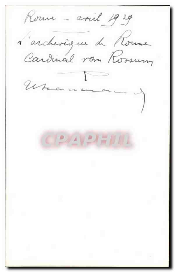 Photo Rome Roma 1929 italie italia L archeveque de Rome Cardinal Vom Rossum  — Rückseite
