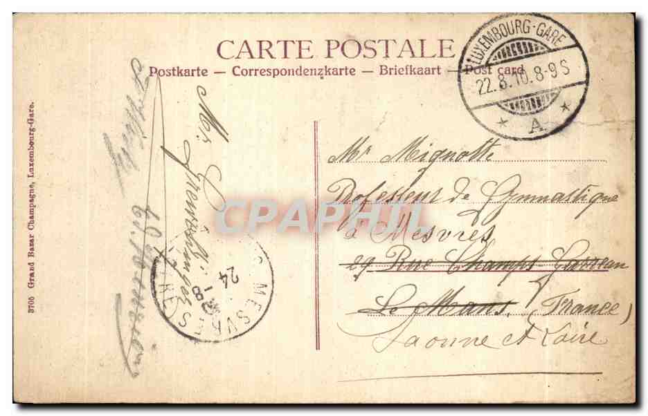 CPA Luxembourg Le palais Grand Ducal — Verso