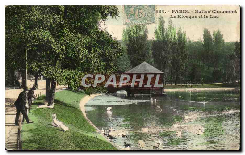 CPA Paris Buttes Chaumont Le Kiosque et le Lac