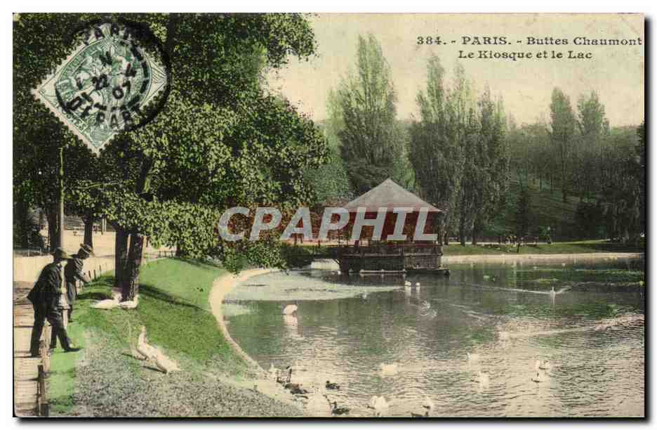 CPA Paris Buttes Chaumont Le Kiosque et le Lac