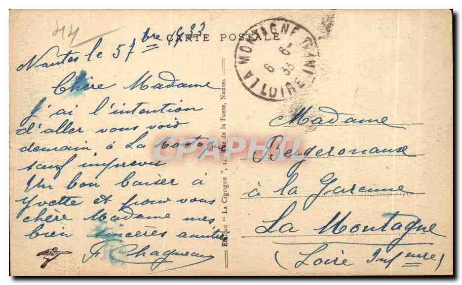 CPA Nantes Tours et Douves du Chateau — Verso