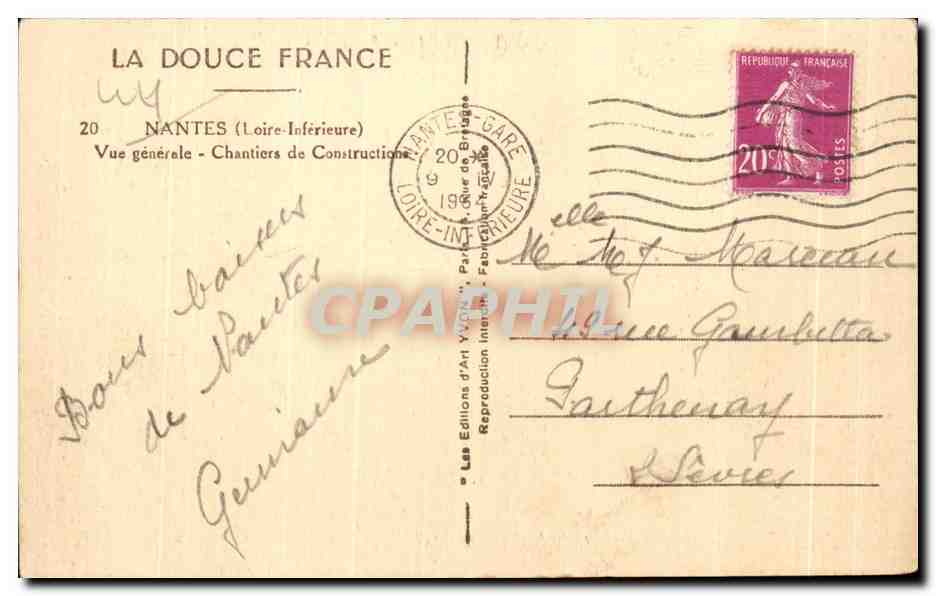 CPA Nantes Vue generale Chantiers de Construction — Rückseite